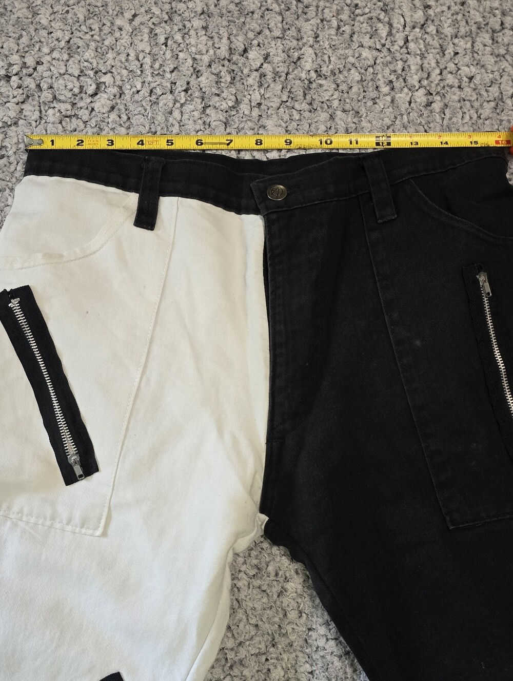 Unisex Tiger of London Black and White Zippered Jeans - Picture 9 of 16